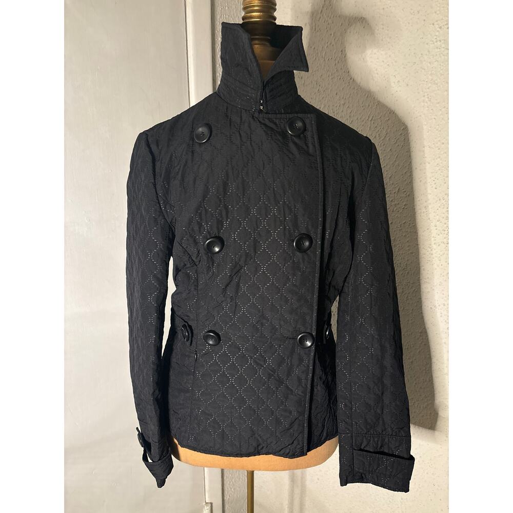 Zara Basic Black Button Down Quilted Jacket M Quiet Luxury Classic Minimalist